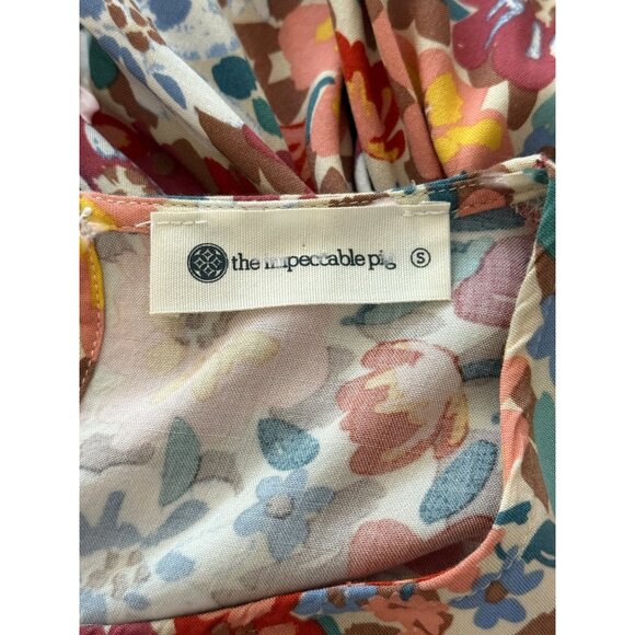 The Impeccable Pig Floral Swing Dress Long-Sleeve Colorful Boho Oversize Size S - Picture 4 of 6